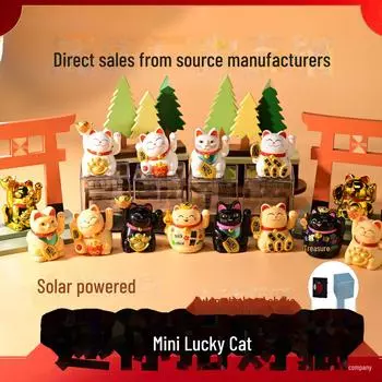 2-дюймовый мини-кот на солнечной батарее с трясущейся рукой - милое украшение для стола