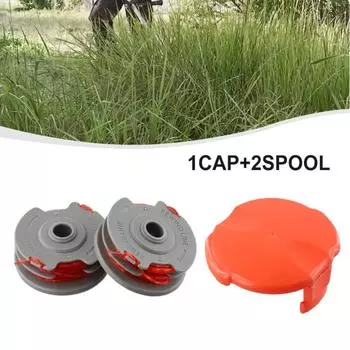 2 двойные катушки и леска с автоматической подачей + крышка катушки для триммеров Flymo 1pc cap