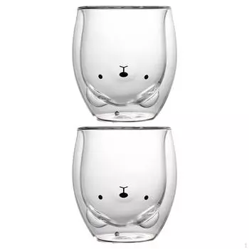 2 Двойные стенки Изолированная стеклянная чашка для эспрессо Термостойкая Сок Шоколад Молоко для Bear