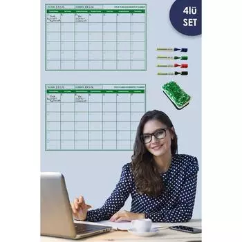 2 ежемесячных планировщика, календаря, доски для письма - 4 ручки для досок - 1 фетровый ластик
