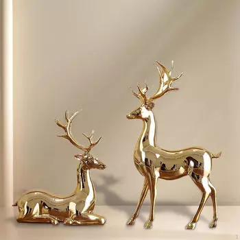 2 фигурки лосей для показа статуэток животных в офисе Gold