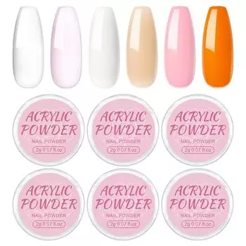 2 г кристальная акриловая пудра телесного/темно-розового/оранжевого цвета для наращивания ногтей, натуральная сухая 3D-резьба, наращивание ногтей, инструменты для дизайна ногтей