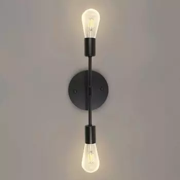 2 головки настенный светильник винтажный зеркало в ванной черный металл E27 современный настенный светильник для внутреннего прохода прихожей гостиной спальни without bulb чёрный