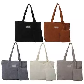 2-х этажный Damen-Cord-Einkaufstasche Winter-Umhngetasche mit Mnztasche Reivers