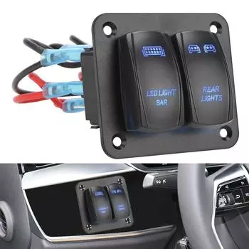 2-х групповая панель кулисного переключателя для автомобиля ATV UTV со светодиодной подсветкой, жгут проводов, 5-контактный переключатель включения/выключения, автоматические запасные части, панель управления переключателем красный