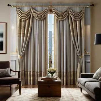 2-х компонентная цифровая печать HD штор имитация балдахина серая серия золотой пэчворк украшение дома стиль украшения гостиная b W52H63inchW132H160cm