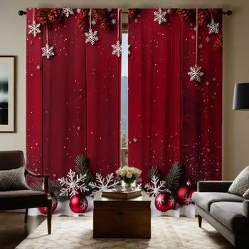 2-х компонентные HD цифровые красные цветочные праздничные шторы для украшения дома, стиль украшения гостиной, спальни, штанга для занавески ef W52H63inchW132H160cm