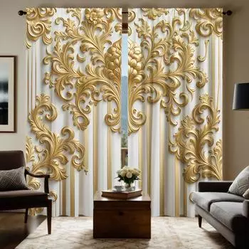 2-х компонентные HD цифровые желтые цветные европейские тисненые цветочные шторы для украшения дома в стиле декоративной гостиной и спальни W52H63inchW132H160cm