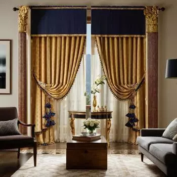 2-х компонентные HD цифровые желтые простые и щедрые кружевные шторы для украшения дома, стиль украшения гостиной, спальни через т W52H63inchW132H160cm