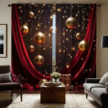 2-х компонентный HD цифровой красный галстук подвесной шар световой занавес украшение дома стиль украшение гостиная спальня через штангу занавес e W52H63inchW132H160cm