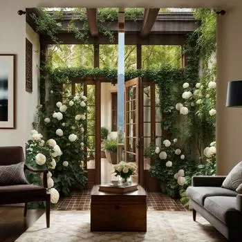 2-х компонентный HD цифровой зеленый цвет природа пейзаж свежие шторы украшение дома стиль украшение гостиная спальня через ро W52H63inchW132H160cm