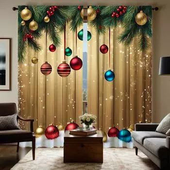 2-х компонентный HD цифровой желтый сосновый игольный цвет занавески с каплями света для украшения дома, стиль украшения гостиной, спальни через штангу c W52H63inchW132H160cm
