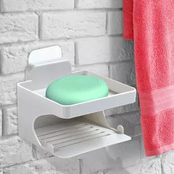 2-х ярусная мыльница, креативный лоток-заставка, настенная двухслойная стойка для розовый