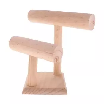 2-х ярусный простой деревянный Т-образный браслет для ювелирных изделий, держатель для дисплея, подставка для часов