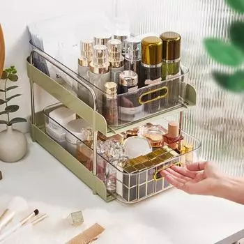 2-х ярусный выдвижной ящик, стабильная конструкция, отличная несущая способность под раковиной, органайзер для туалетного столика, кухня белый