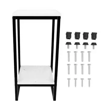 2-х уровневая подставка для цветов 60 см, прочная железная рама, многофункциональная, простая в сборке полка для цветочных горшков чёрный