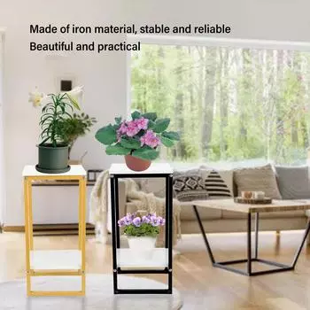 2-х уровневая подставка для цветов 60 см прочная железная рама многофункциональная простая в сборке полка для цветочных горшков для балкона сада вход чёрный