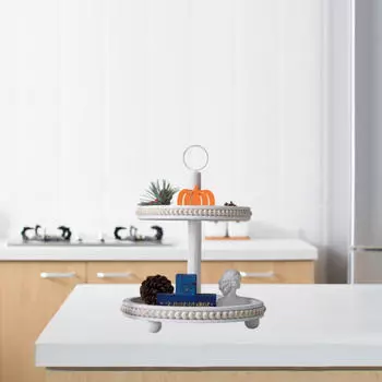 2-х уровневая подставка для кексов, витрина для десертов, столовые принадлежности, посуда, поднос для сервировки, многоуровневый белый