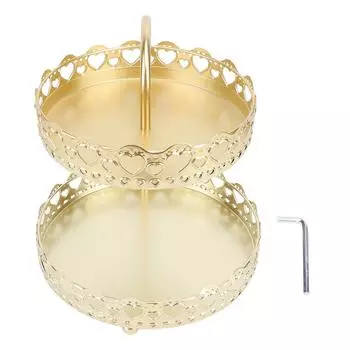 2-х уровневая подставка для подносов, железная корзина для закусок, орехов, торта, фруктов, украшение для кухонной столешницы