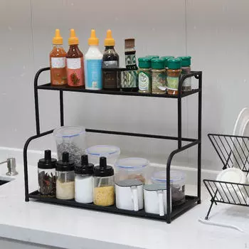 2-х уровневая полка для специй, полка для духов, портативная компактная кофейная станция, органайзер для хранения на кухне