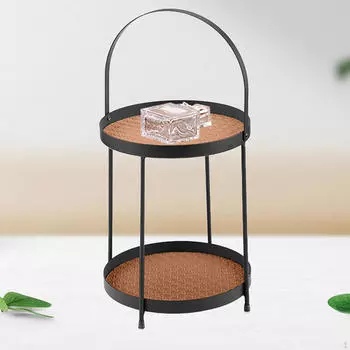 2-х уровневая полка для ванной комнаты, органайзер для косметики, макияжа, духов, полка для хранения коричневый