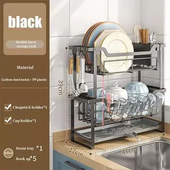2-х уровневая сушилка для посуды из нержавеющей стали, сушилки для посуды для кухонной стойки 2-tier