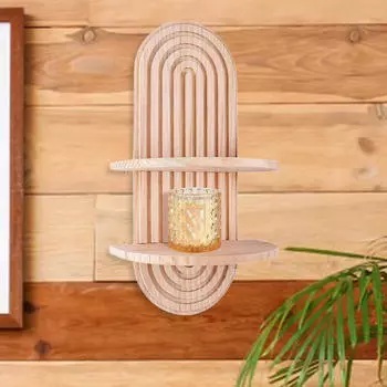 2-х уровневые деревянные плавающие полки для настенного экспонирования в ванной комнате дома Brown