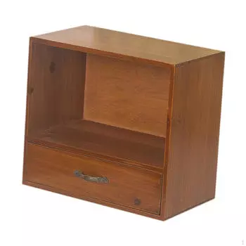 2-х уровневый настольный шкаф для хранения из дерева с ящиком, органайзером для стола, полкой для чашек, кофейных кружек