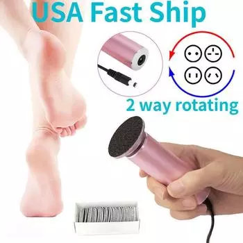 2-ходовая электрическая пилка для педикюра для удаления мозолей с пяток и омертвевшей кожи US Plug золотой