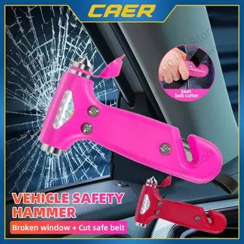 2 In 1 Car Safety Hammer Glass Window Breaker Cut Seat Belt Emergency Rescue Escape Tools Vehicle Auto Survival Safety Accessory розовый