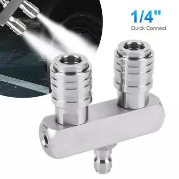 2-in-1 Double Head Pressure Washers Tips Silver Dual Pressure Washers Nozzles