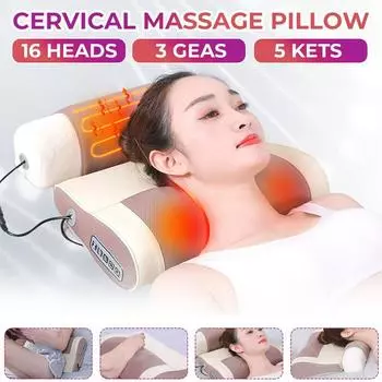 2-IN-1 Electric Neck Relaxation Massage Pillow Back Heating Kneading Infrared therapy shiatsu Massager Pain