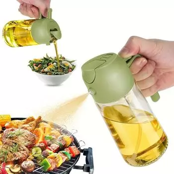 2-in-1 Glass Oil Bottle Sprayer Pot Leak-proof Oil Storage Bottle Vinegar Dispenser with Automatic Lid For Kitchen Cooking BBQ белый