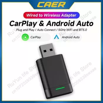 2 in 1 Mini Carplay Android Auto Wired to Wireless 5GHz WiFi BT Smart Box Type-C USB Adapter Plug and Play Car Models Universal