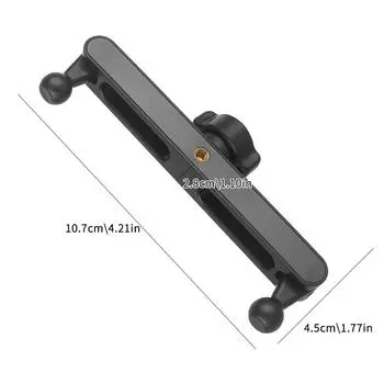 2 In 1 Mobile Phone Holder Extender Base 1/4 Threaded Hole Arm Swivel Accessories Long Ball Ada H3T3 Black-1pcs