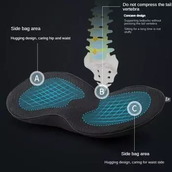 2 In 1 Multifunctional Car Seat Cushion Universal Memory Lumbar Pillow Support Driver Breathable Pad Seat Seat Raising Sponge чёрный