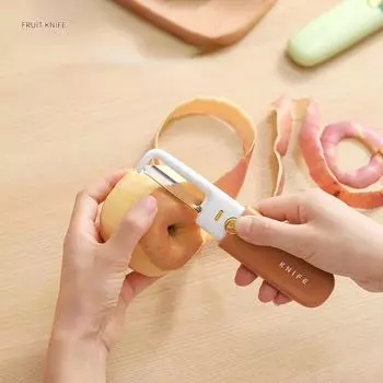 2 in 1 Multifunctional Ceramic Knife Small Fruit Knife Peeler High Appearance Level Travel Dormitory Kitchen Home Melon Knife зелёный