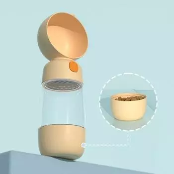 2 In 1 Portable Dog Cat Travel Pet Water Bottle With Food Dispenser Pet Outdoor Drinking Cup Pet Water Mug Feeder зелёный