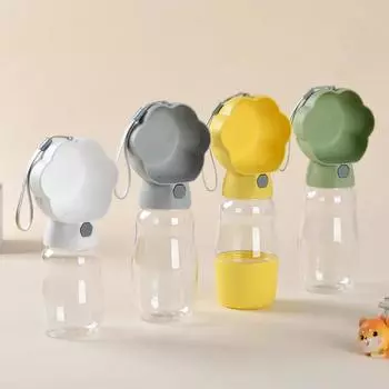 2 in 1 Portable Dog Water Bottle For Small Large Dogs Cats Outdoor Travel Puppy Drinking Feeder Cup Yorkshire Pug Pet Supplies 380ml зелёный