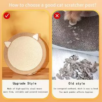 2 in 1 Round Cat Scratcher Pad Sisal Weave Cats Scratching Board Cat Grinding Claws Cats Training Toys Furniture House Supplies