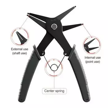 2 in 1 Snap Ring Plier 4 Way Type Multifunctional Dual Purpose Circlip Pliers Remover Hand Repair Tools Black чёрный