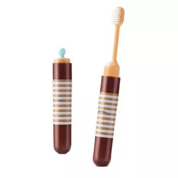 2-IN-1 Travel Toothbrush Set Foldable Mini Toothpaste Tube Storage Box Portable Soft Bristled Folding Toothbrush Dispenser