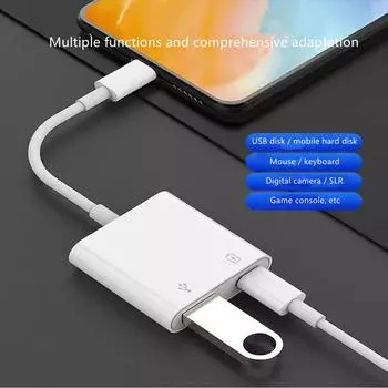 2-in-1 USB Hub Adapter with Type C connector for PD, OTG charging, USB 2.0 splitter made of TPE+ABS