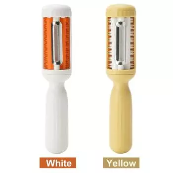 2-In-1 Vegetable Fruit Peeler with Brush Multifunctional Swivel Vegetable Peeler Rotating Design Stainless Steel Kitchen Gadgets White