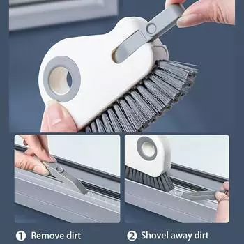 2-in-1 Window Track Cleaning Brush, A Handheld Cleaning Tool with A Hard Brush for Sliding Door Track Window Sill Seals серый