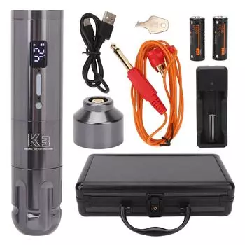 2 in 1 Wireless Rotary Tattoo Machine Set RCA Interface Cartridge Tattoo Machine Set for Liner серый