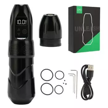 2 in 1 Wireless Tattoo Pen Kit RCA Connector Charging Cable OLED Display Rotary Tattoo Machine Pen