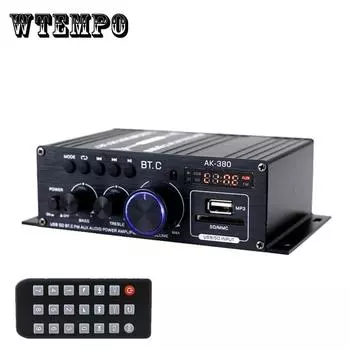 2-канальный 800 Вт Bluetooth аудио HiFi усилитель мощности Поддержка FM-радио AUX вход USB/SD Play для домашнего автомобиля караоке EU Plug