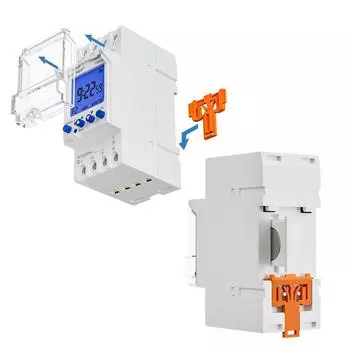 2-канальный программируемый 24-часовой таймер с большим ЖК-дисплеем, реле времени на DIN-рейку с двумя независимыми релейными выходами