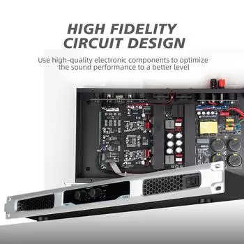 2-канальный усилитель мощности. Профессиональный цифровой усилитель мощности. Тонкий и легкий, с охлаждением. белый